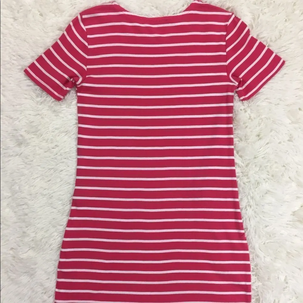 Tommy Hilfiger Pink White Striped T-Shirt Dress Size XS - Image 2