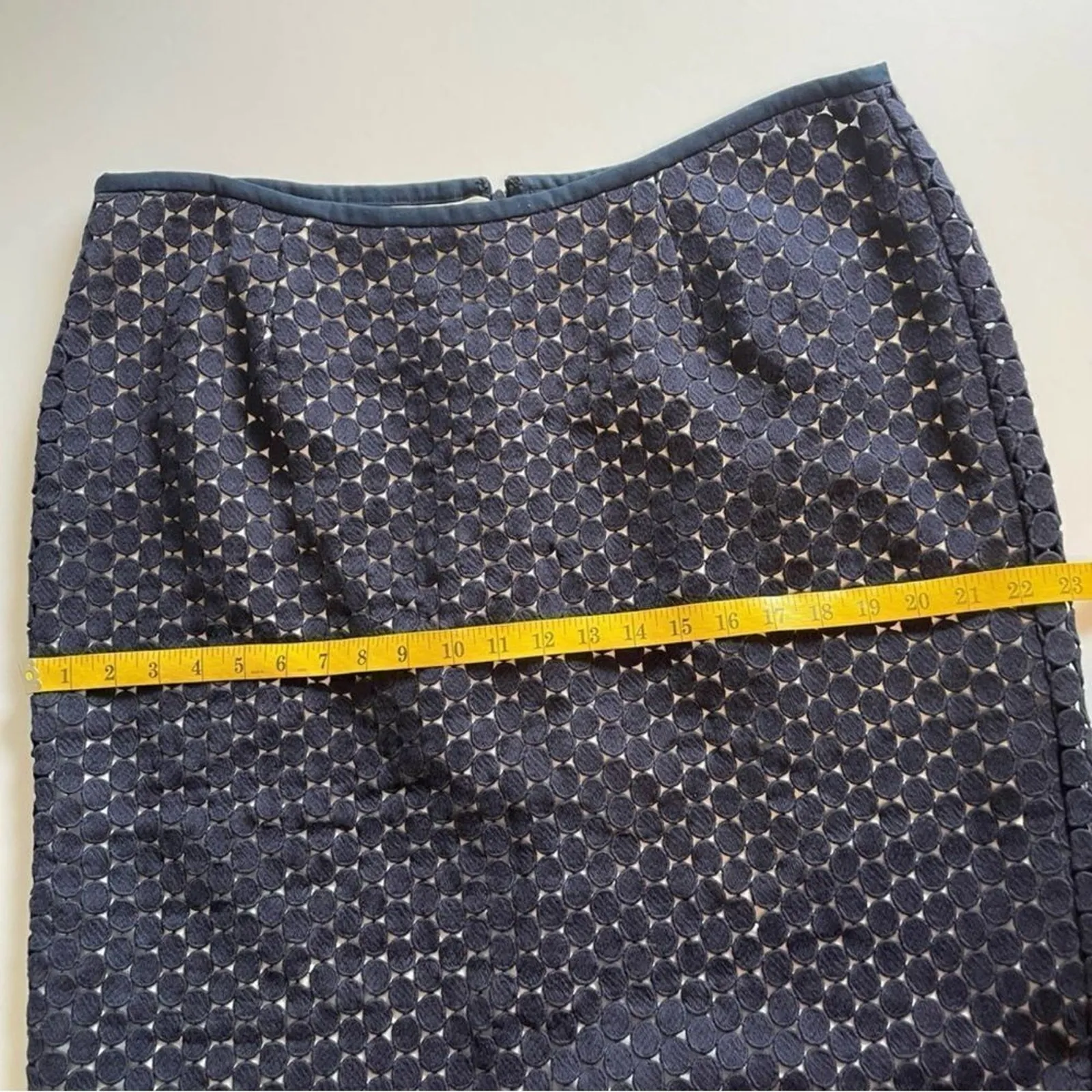 KARL LAGERFELD Navy Crochet 2 Piece Set Top and Skirt, Size 16 - Image 12