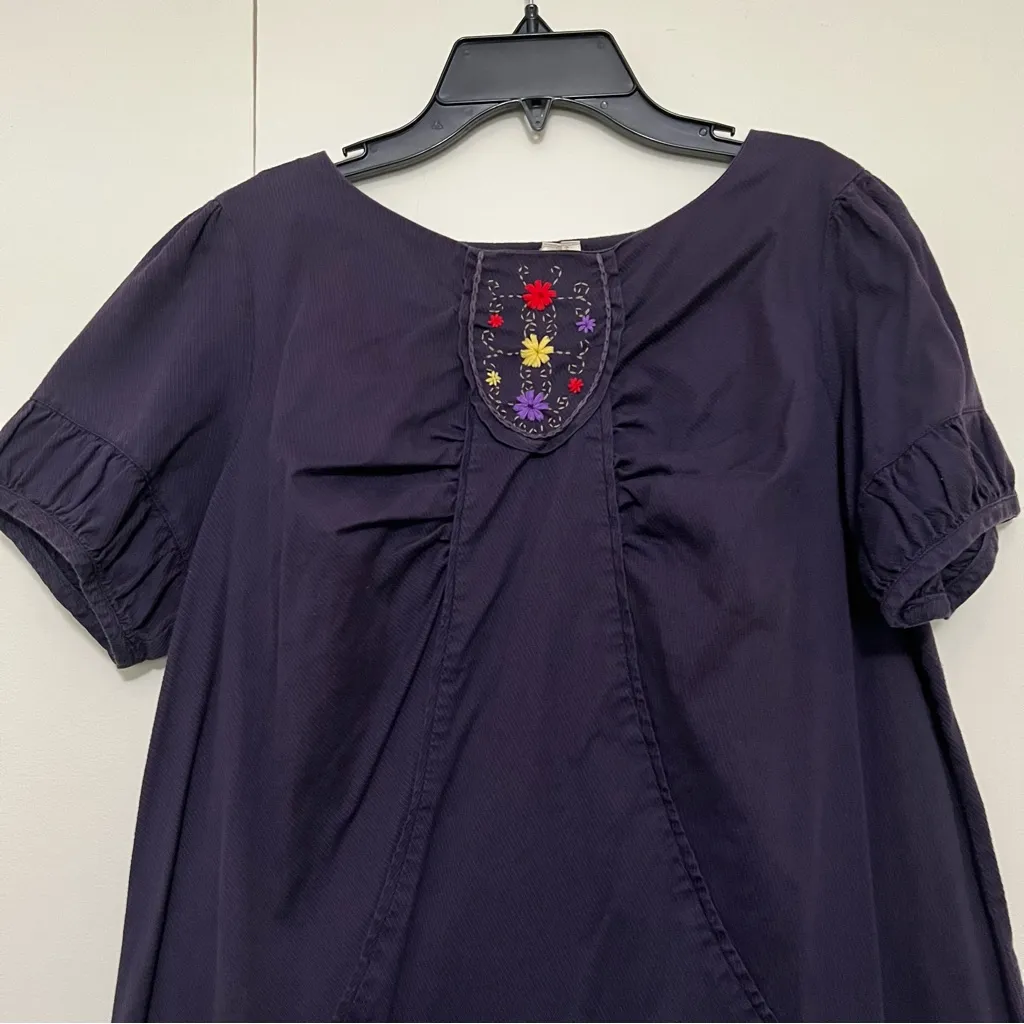 Final Touch Final‎ Touch Boho Shift Dress with Pockets - Size Large, Navy, Embroidered - Image 2