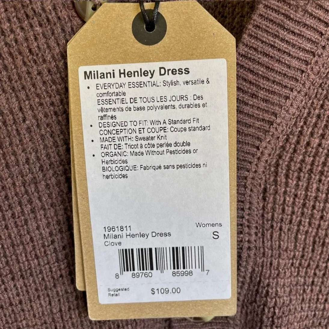 prAna Milani Henley Waffle Sweater Dress Clove Brown Size S NWT Organic Cotton - Image 11