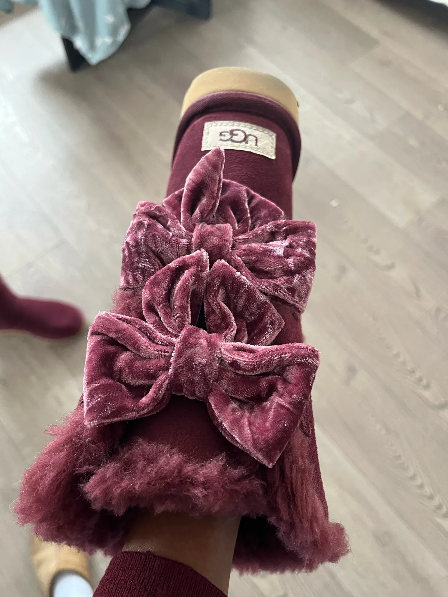 Purple UGG Boots with bows at the back size 9  - Image 3