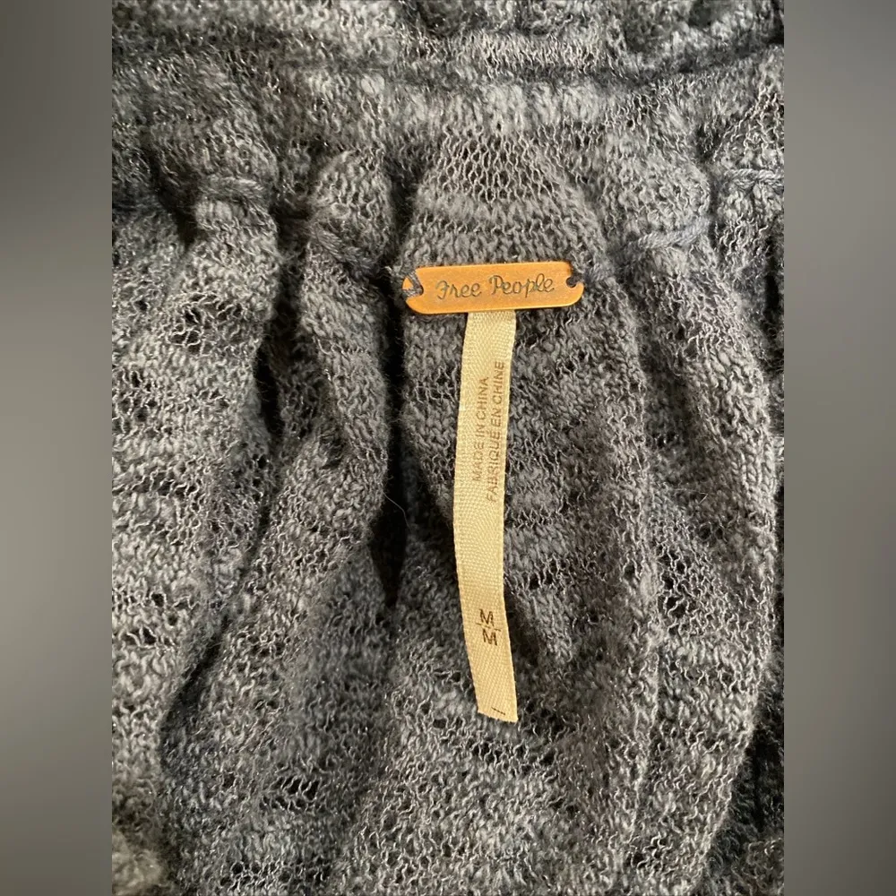 Free People Thrills and Frills Off-The-Shoulder Knit Sweater in Navy -Medium - Image 5