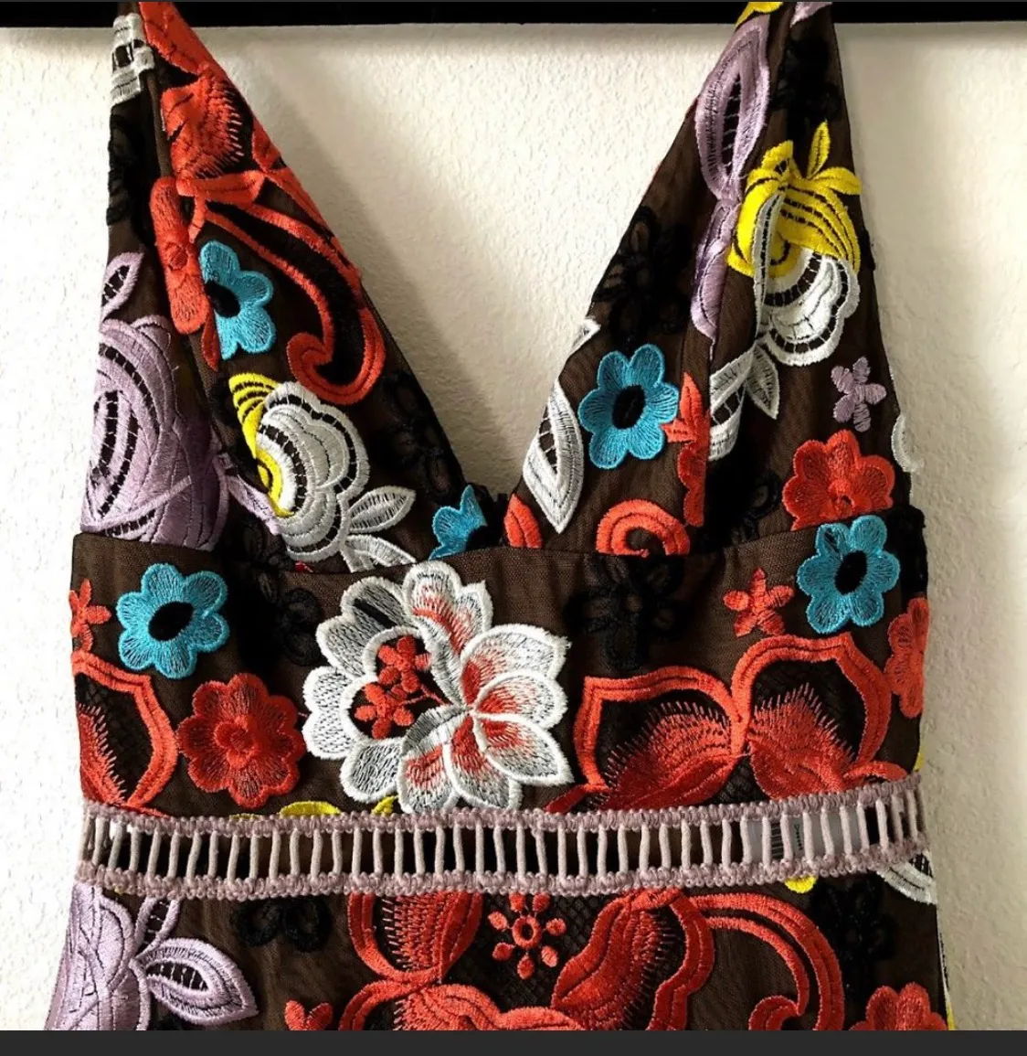 Multicolored Floral Embroidered Dress - Image 5