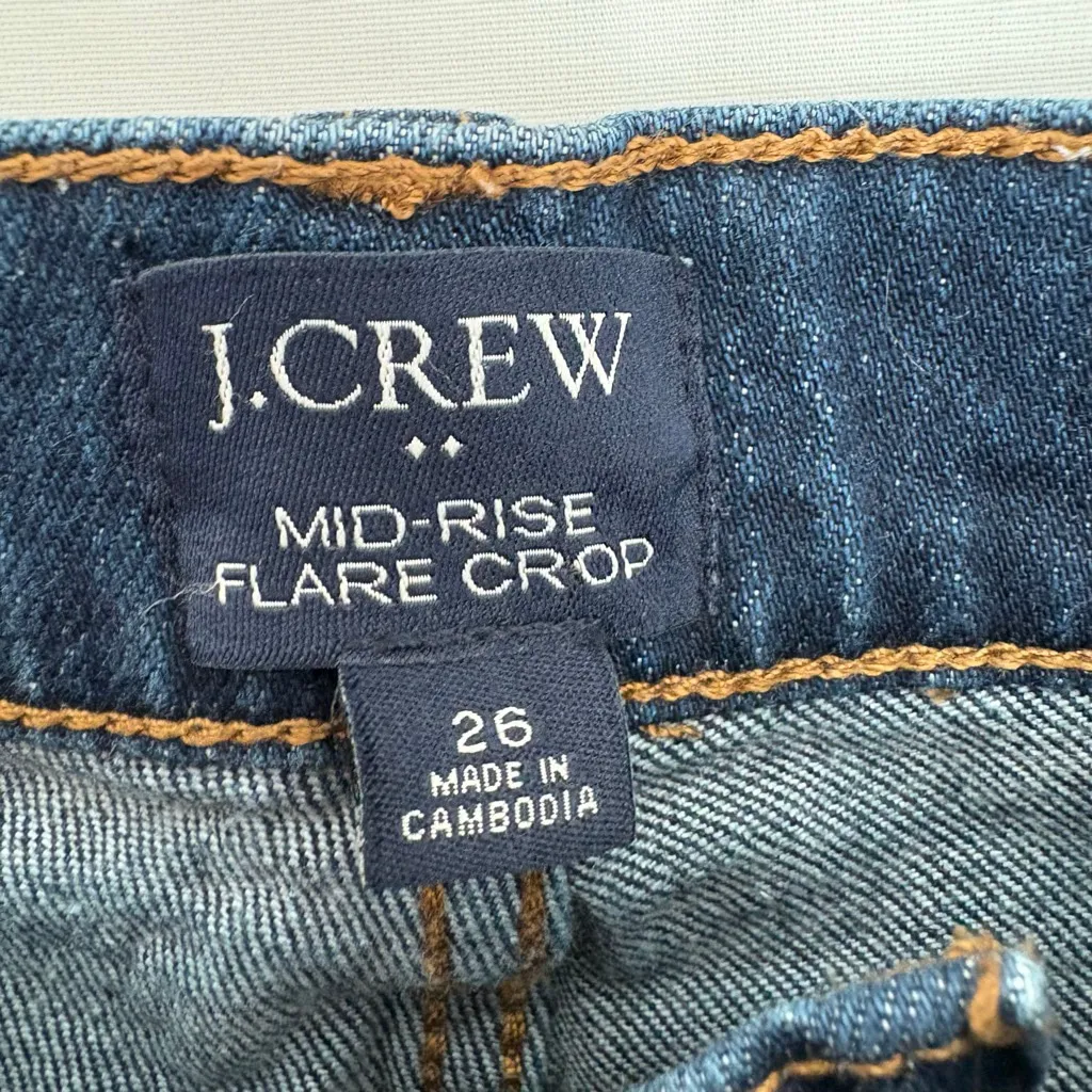 Women's J.Crew Mid-Rise Flare Crop Jeans Blue Size 26 BJ825 - Image 5