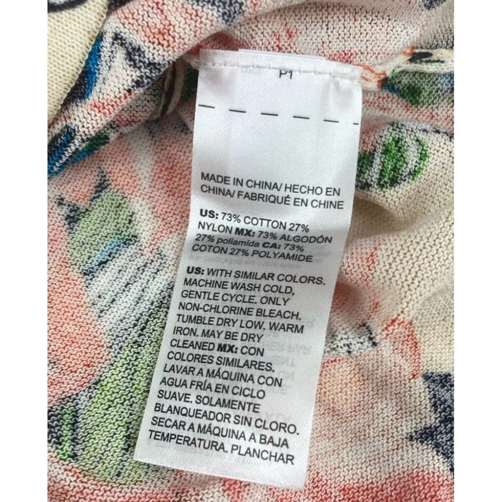 New Chicos Cardigan Sweater Womens 1 Med Tropical Floral Resorwear Beach Coastal - Image 7