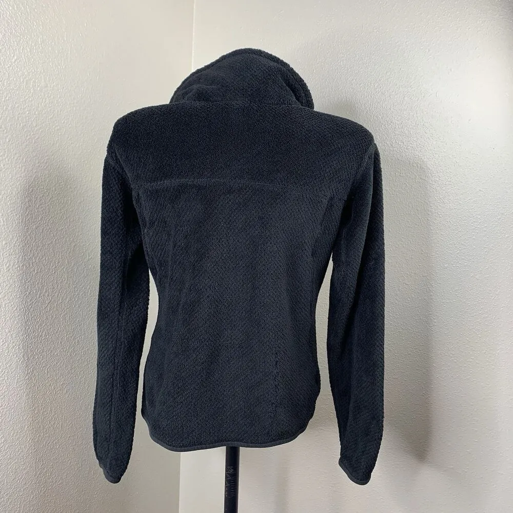 Fleece Jacket Women’s Sz S Black Pullover T Snap 1/4 Button Fuzzy Coat - Image 4