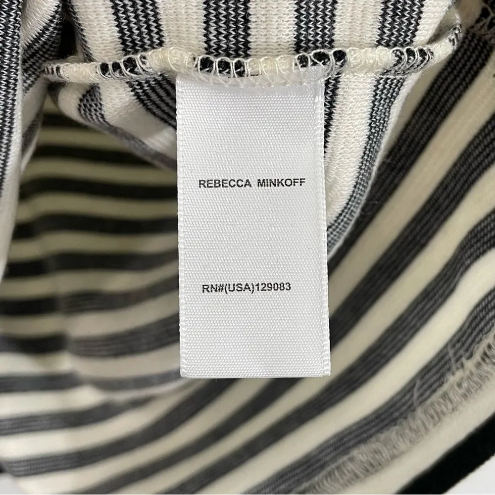 Rebecca Minkoff Talia Stripe Long Puff Sleeve Black and White‎ Women's Size XS - Image 4