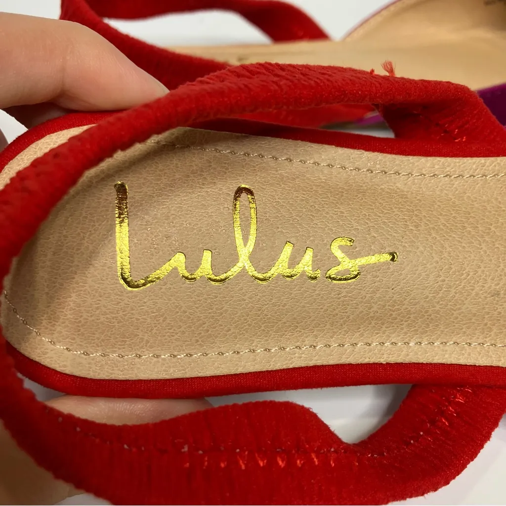 Lulus Mae sling back color block pointed toe‎ flats women’s size 9 red fushia - Image 9