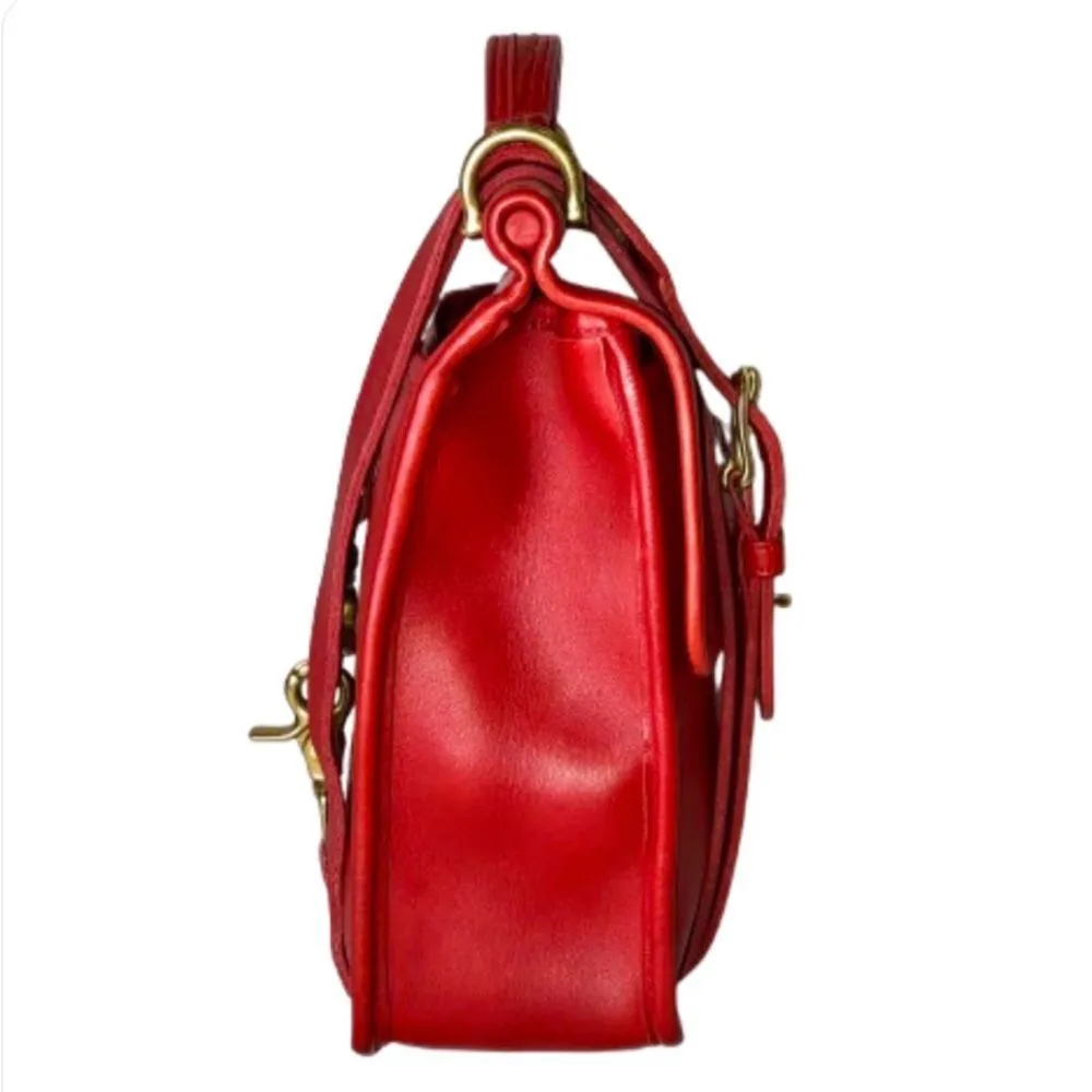 Vintage COACH Willis Red Glove Tanned Leather Turn Lock Satchel 9927 USA COA - Image 12