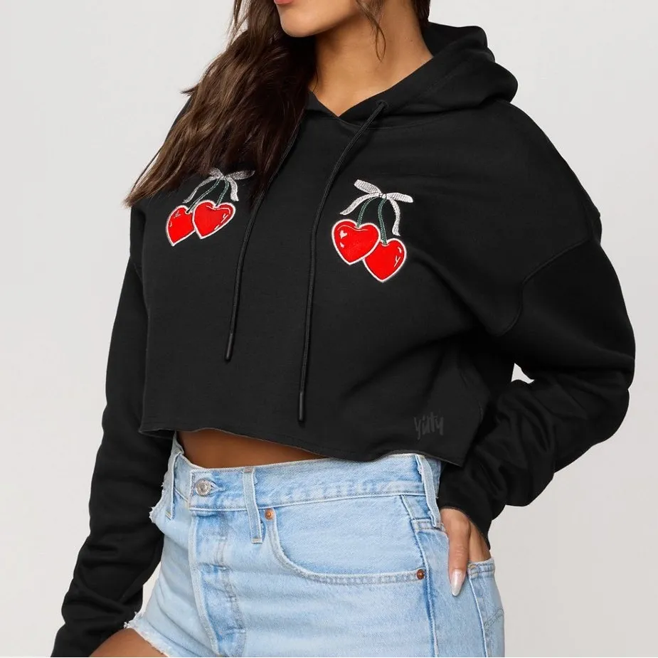 YITTY + FABLETICS cozy cherry crop hoodie sweatshirt medium - Image 2