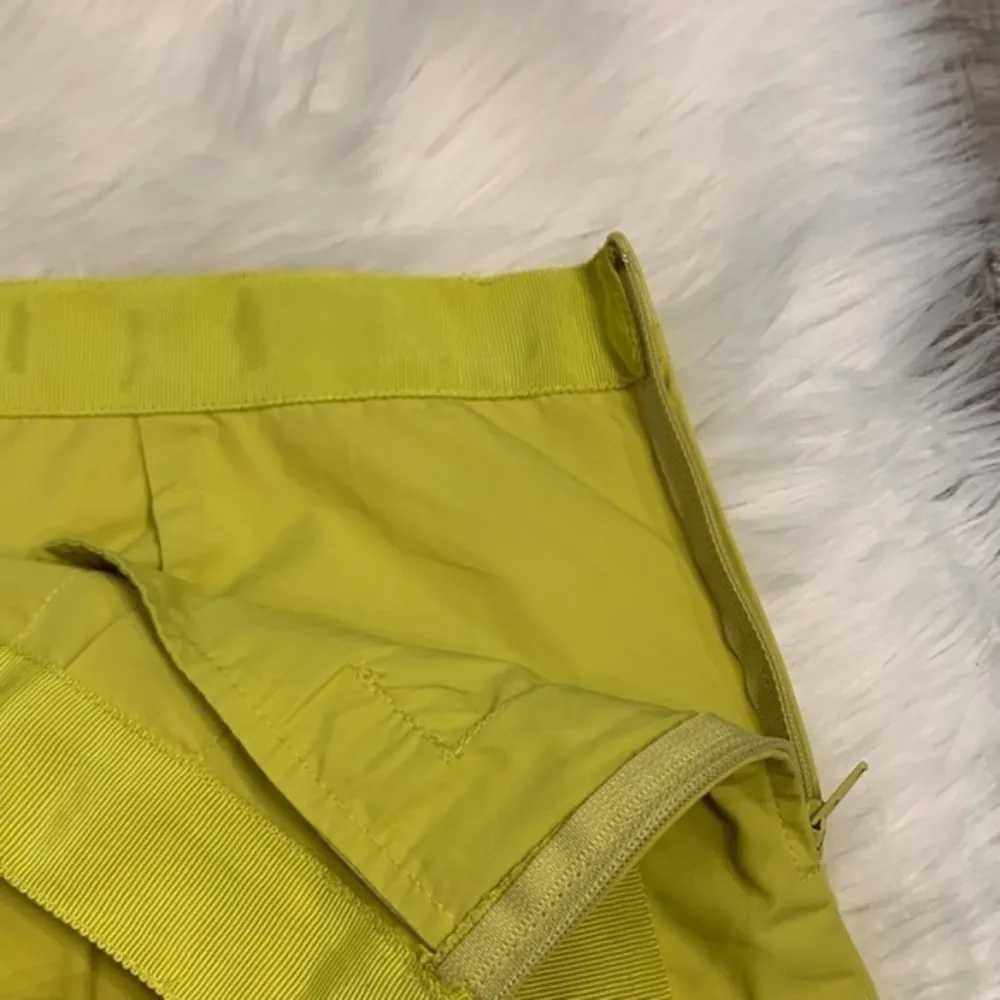 J. Crew pleated A-line side zip skirt chartreuse cotton poplin 6 - Image 4