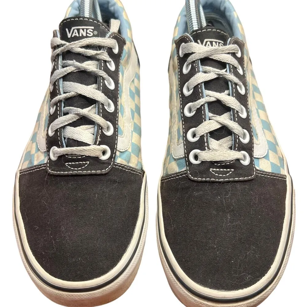 Vans Authentic Old Skool Baby Blue/True White Checkerboard Sneakers - Women's 10 - Image 5