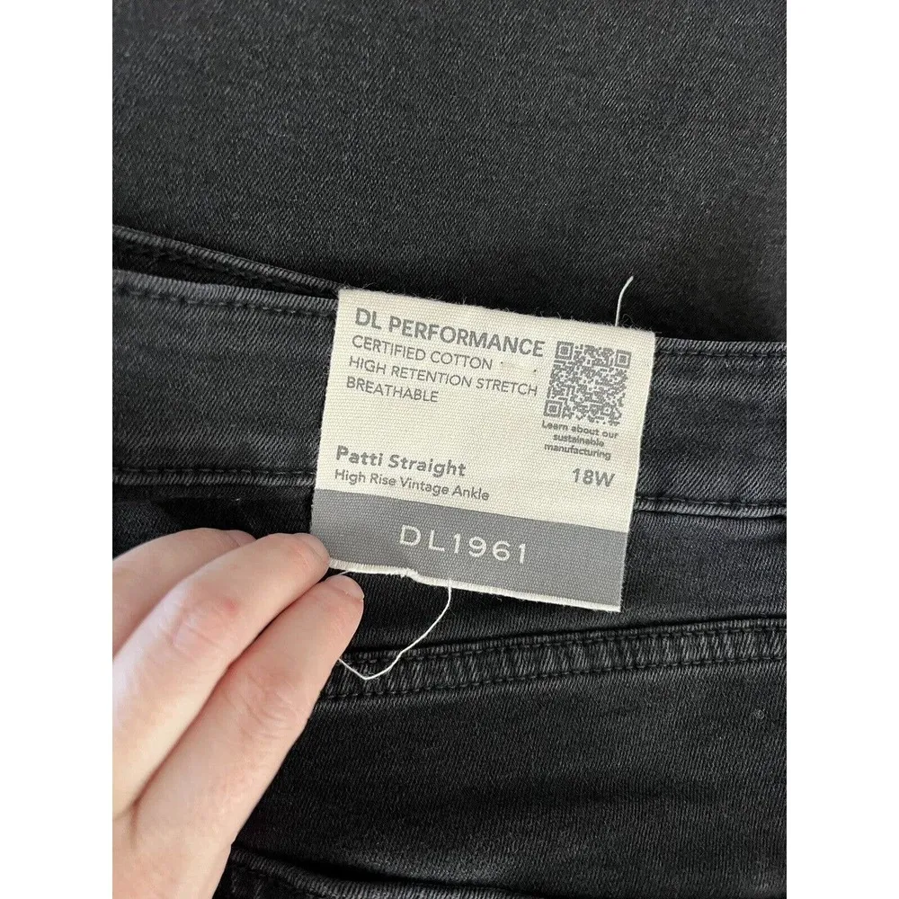NWT DL1961 Patti Straight High Rise Vintage Ankle Jeans In Nightshade Black 18W - Image 12