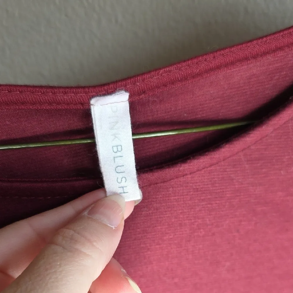 Pinkblush Maternity Dress Midi Short Sleeve Burgundy Red Medium - Image 2