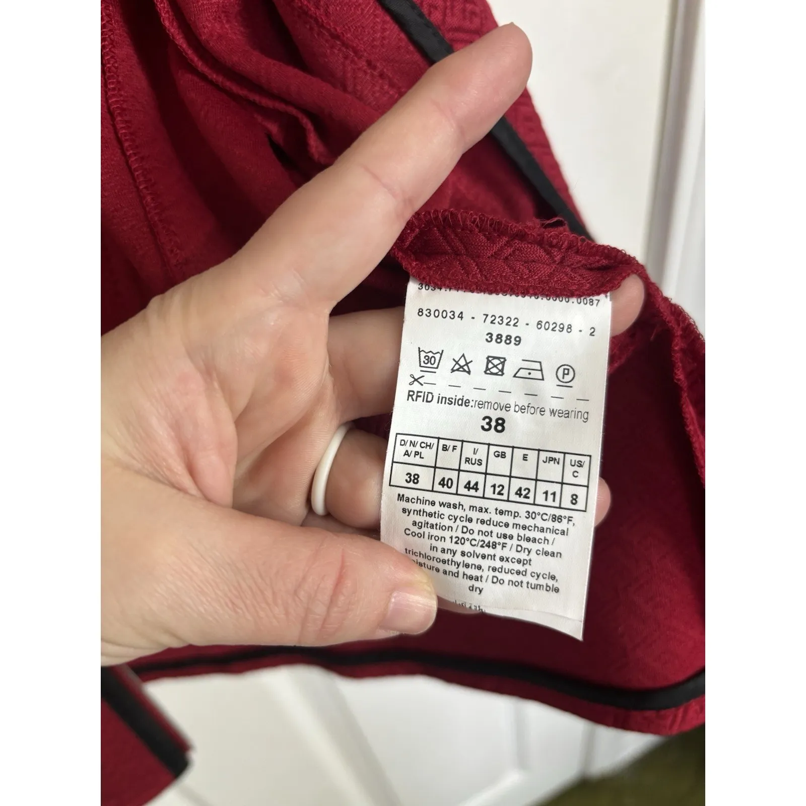 Gerry Weber Red Black Quilted Faux Leather Jacket Size 8 Office Siren Moto - Image 10