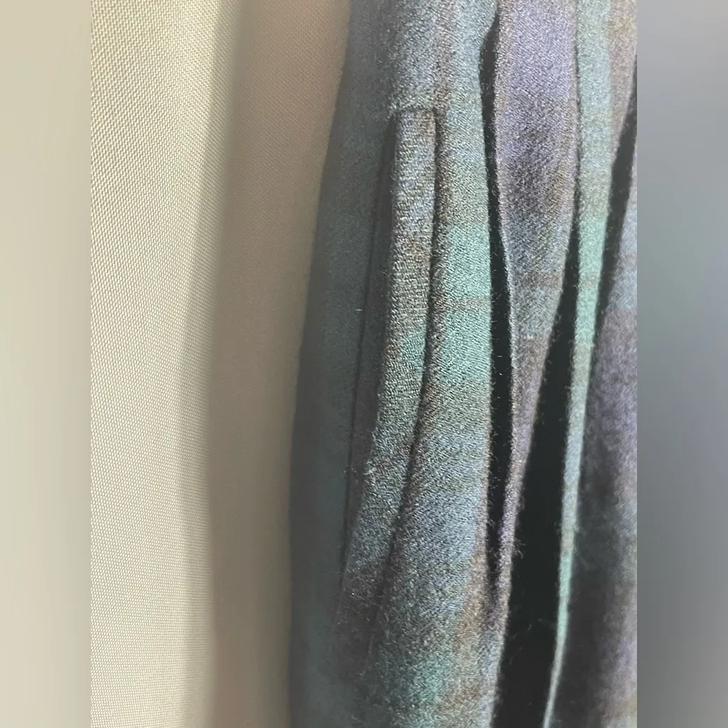 Vintage Giorgio Sant’Angelo Women’s Wool Plaid Trousers Size 4 Made in Bulgaria Blue - Image 4