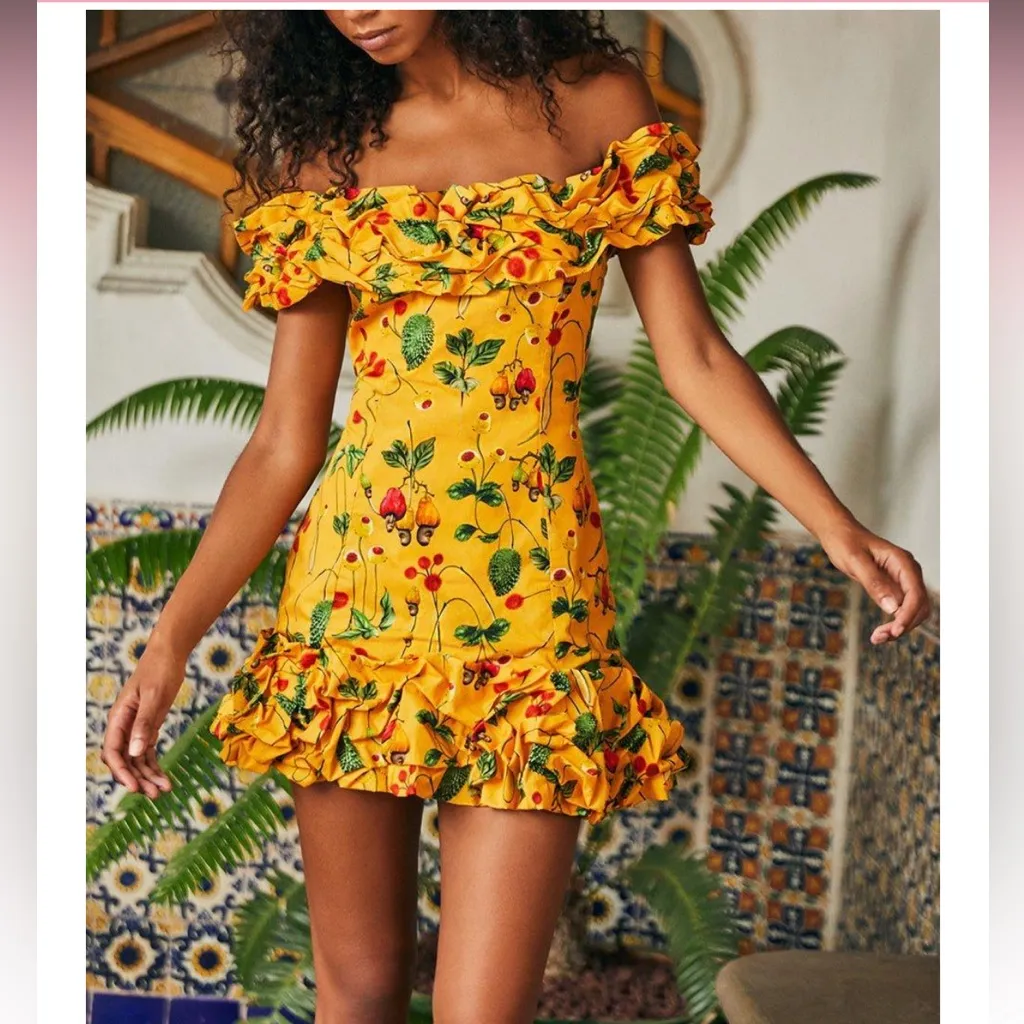 agua by agua bendita JARDIN MINI DRESS, New with Out Tags, Size Medium Yellow - Image 7