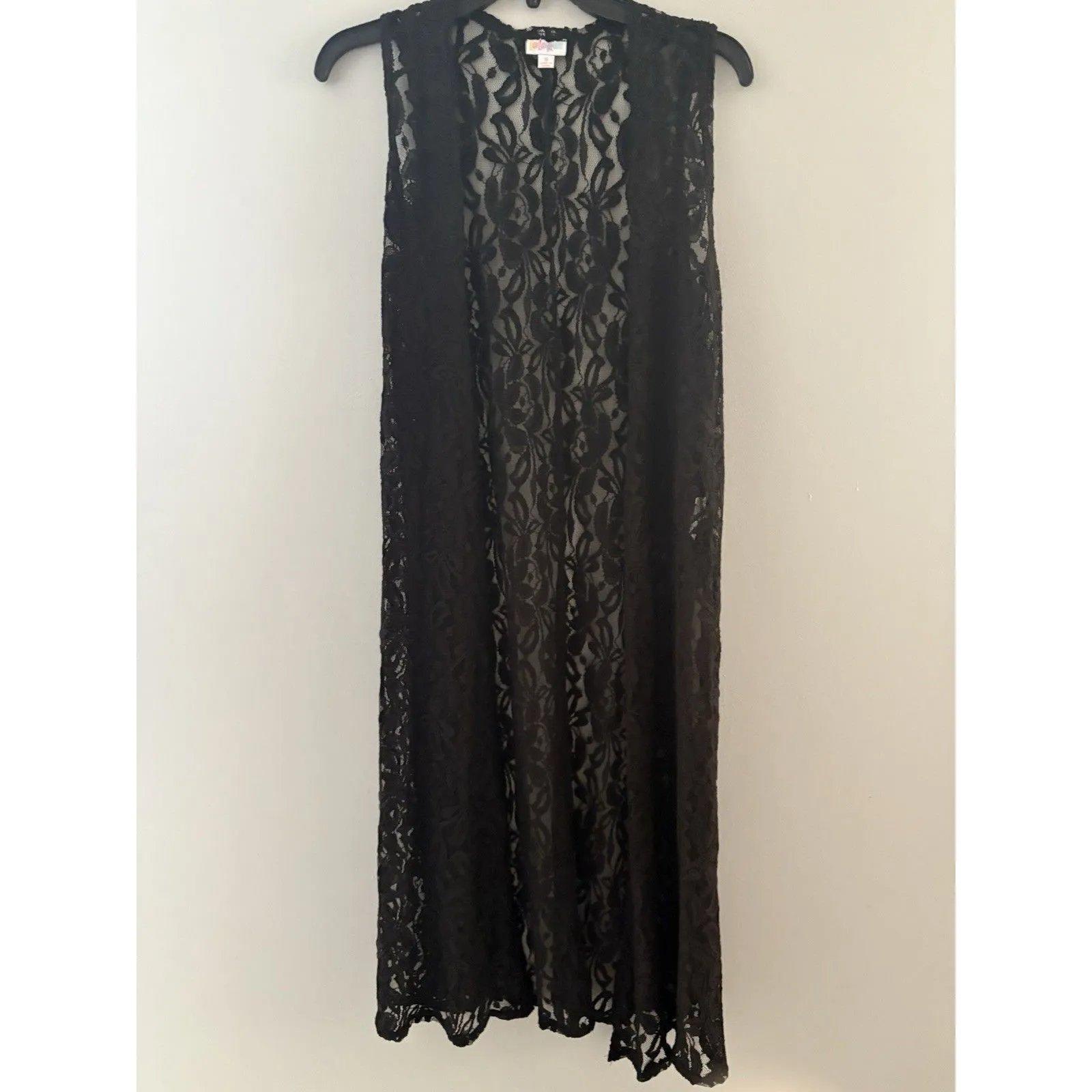 LuLaRoe Lace Open Front Duster Size S Black Cardigan Vest Rave Festival Witchy - Image 13