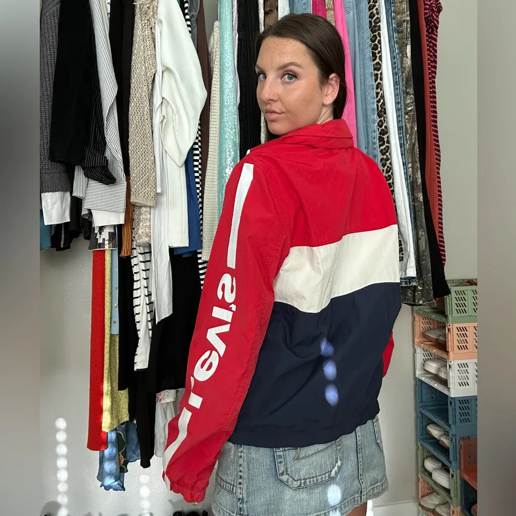 Levi’s Red White Blue Colorblock Windbreaker – Size M - Image 2