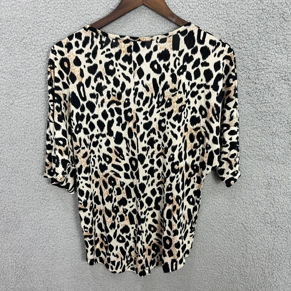 Isabella Rodriguez Top‎ Womens Small Brown Leopard Print Flowy Boho Oversized - Image 6