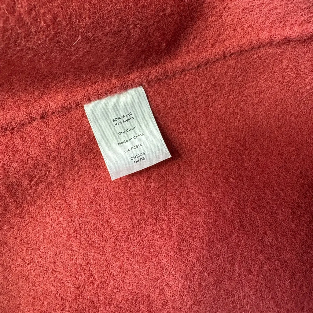 Talbots Women's Sz M Coral Pink Wool Blend Belted Waist Trench Coat With Pockets - Image 7