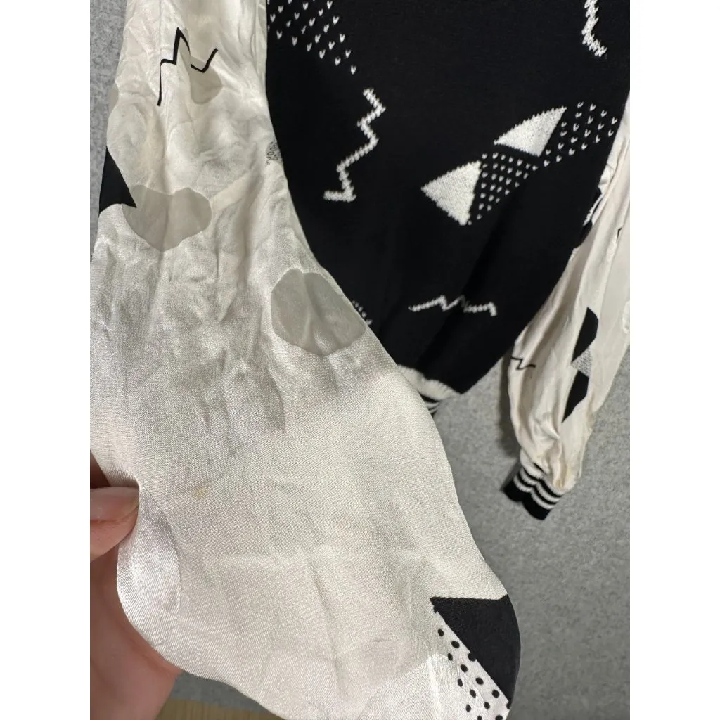 Vintage Anne Crimmins Umi Collections 3 Piece Skirt Sweater Scarf Small 6 Silk Black - Image 12