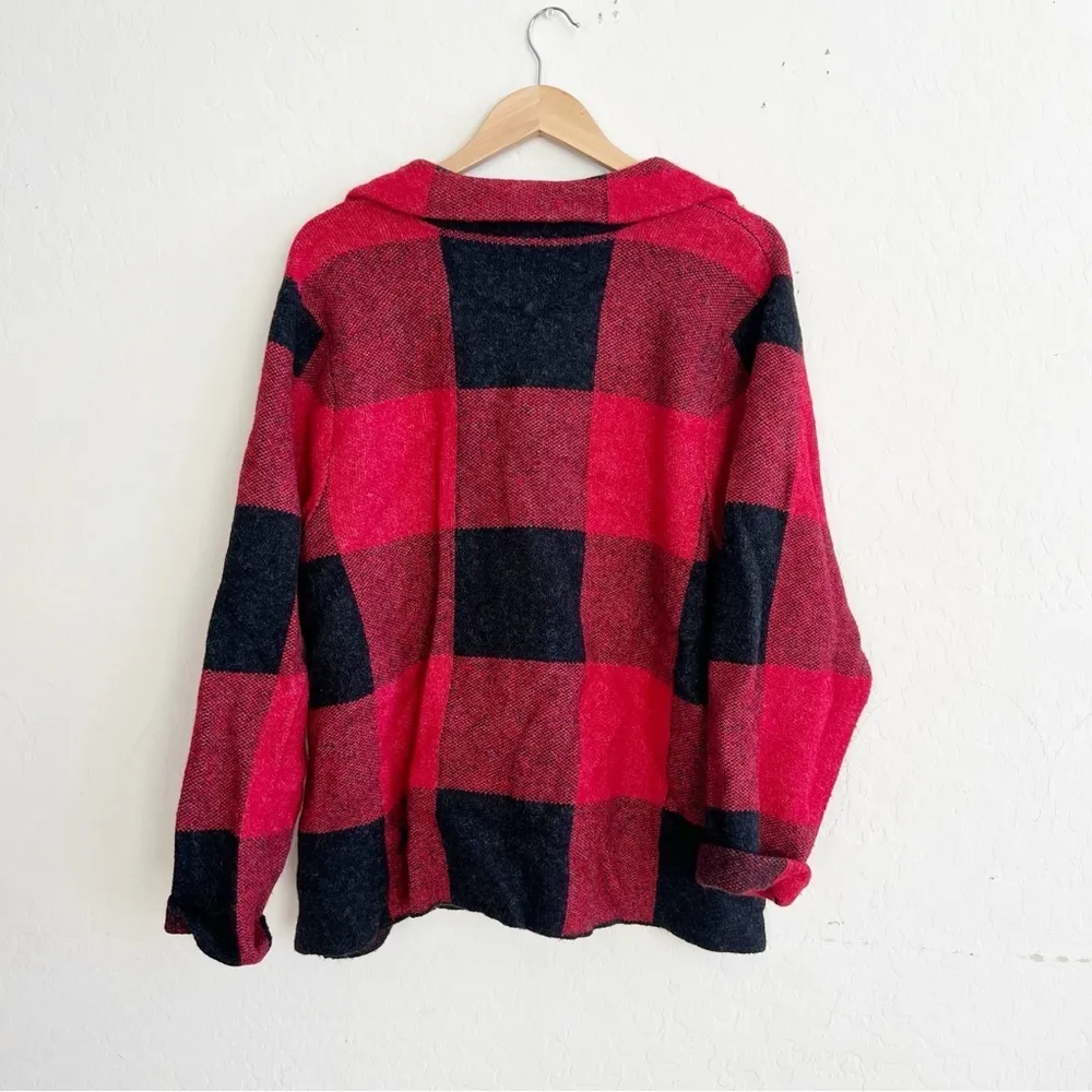 J. Jill Red Black Plaid Button Front Sweater Size 2X - Image 4