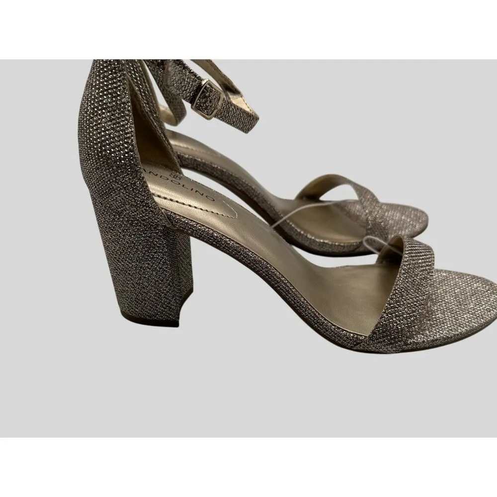 Bandolino Glittery Gold Open Toe Block Heel Sandals Ankle Strap Buckle Closure - Image 5
