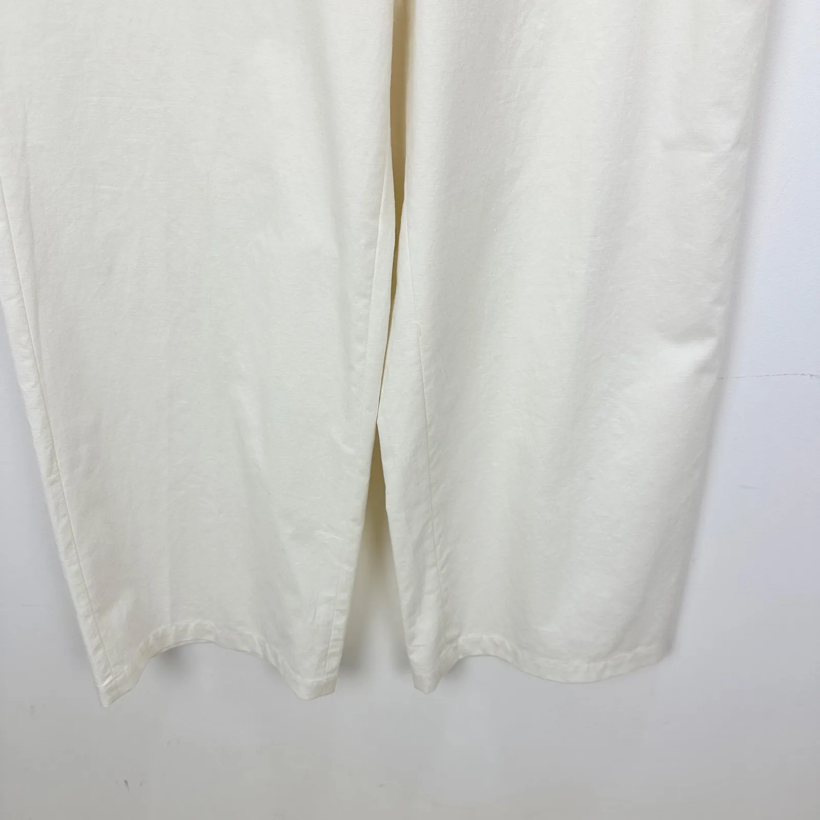 J.Crew Full Length Wide Leg Trouser Cotton Linen Cotton Blend Ivory US 12 NWT - Image 9