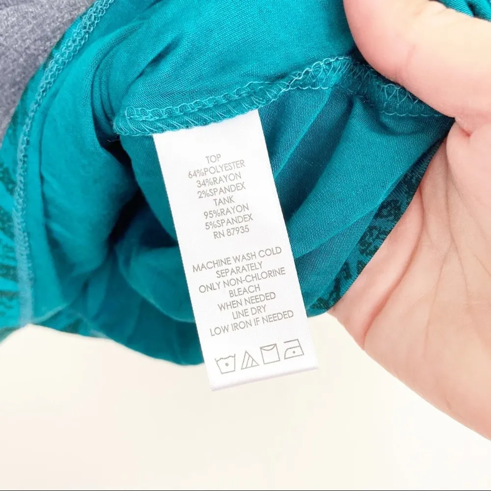 LOGO Lori Goldstein Gray Green Layered Long Sleeve Top Sz S - Image 7