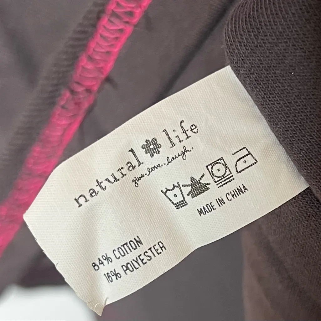 Natural Life NEW Mildred Peace Sign Dress Brown Floral Patchwork Tee Dress M - Image 7