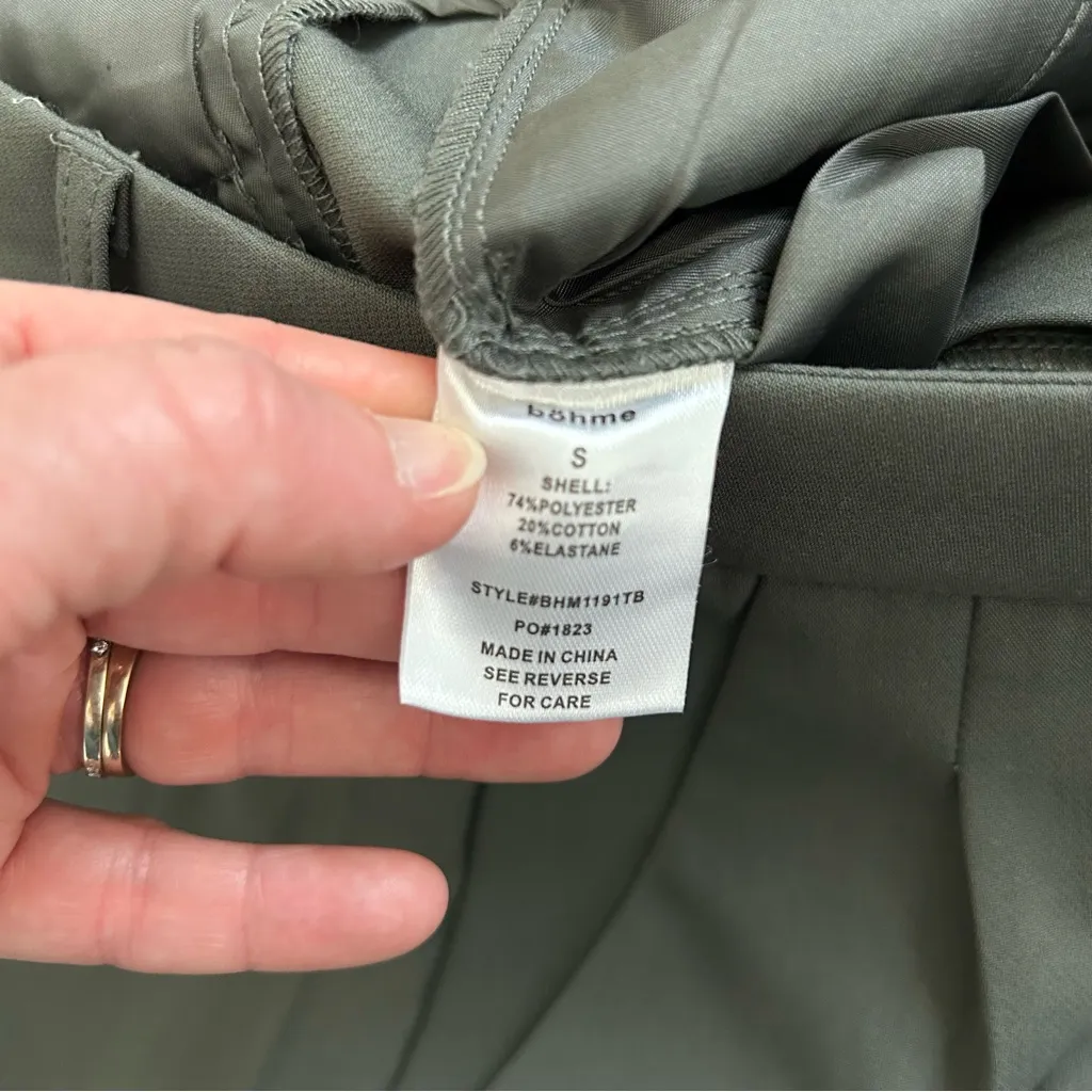 Bohme Dark Green High Rise Wide Leg Pleated Front Trouser Pants S - Image 7