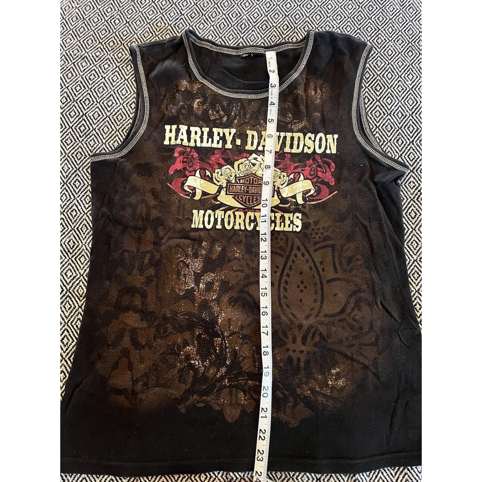Harley Davidson Las Vegas Black Tank Top Double Side Prints Women Small - Image 3