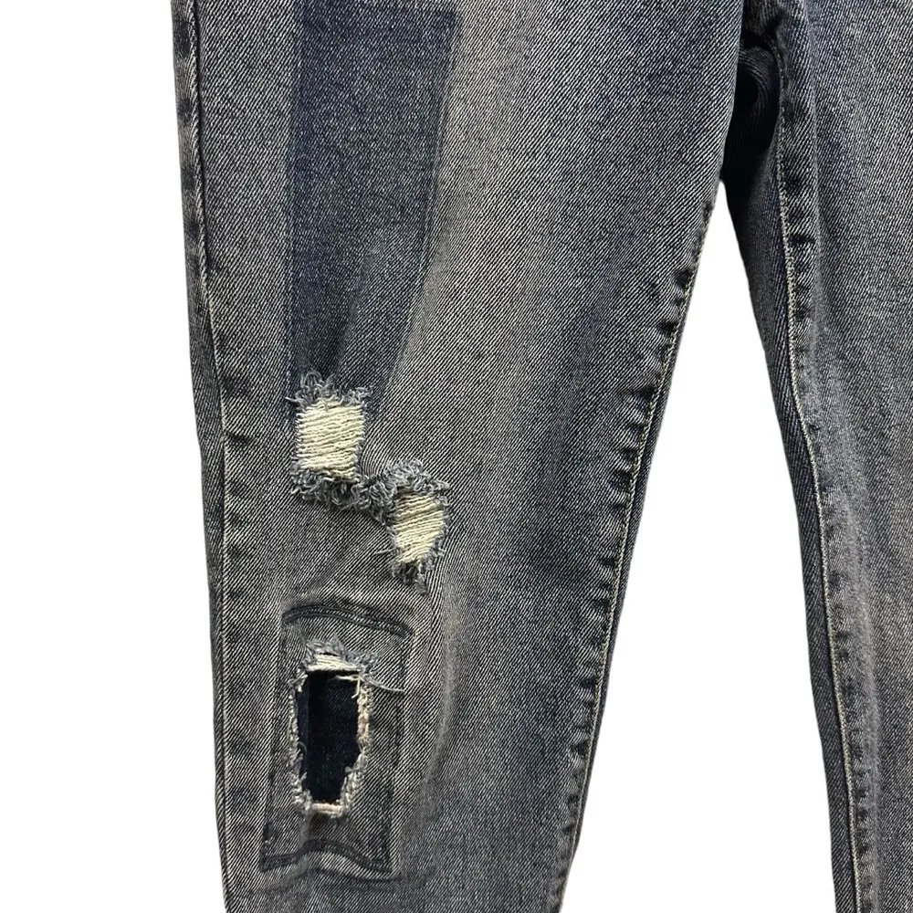Gap Patchwork Destroyed Patchwork Denim Raw Hem Crop Straight Blue Jeans 27 - Image 8