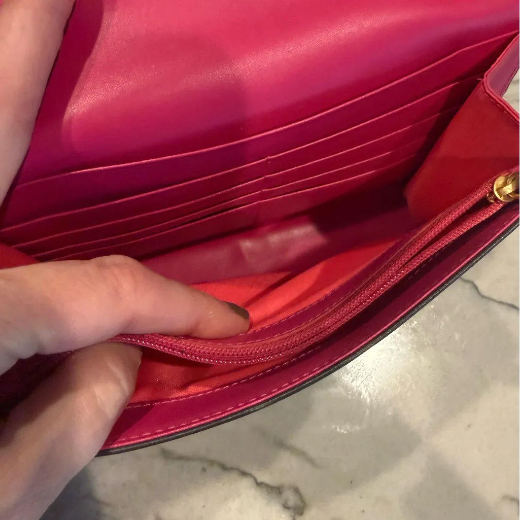 MCM Visetos Mina Crossbody Bag Dark Grey with a Pink Bow Accent - Image 15