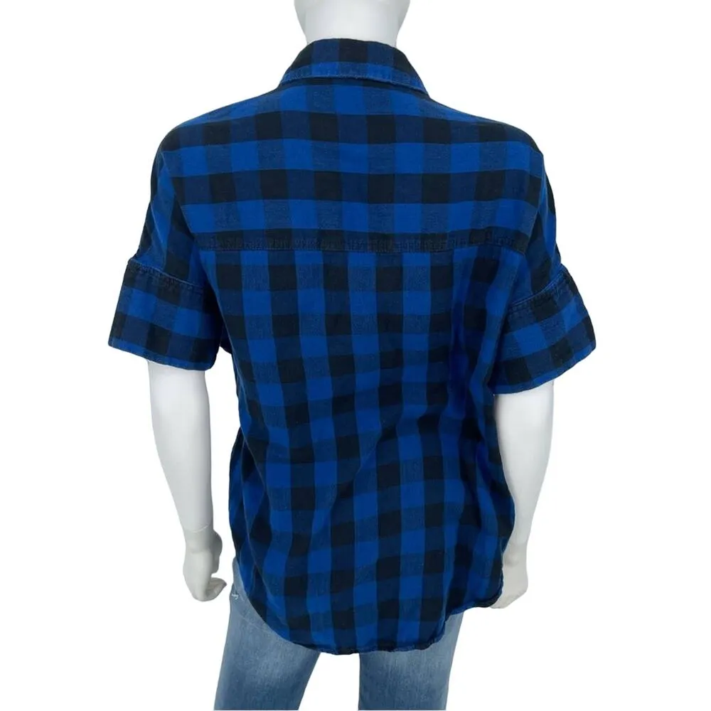 Madewell Women’s Button Down Flannel Courier Shirt in Buffalo Blue Size Small - Image 6