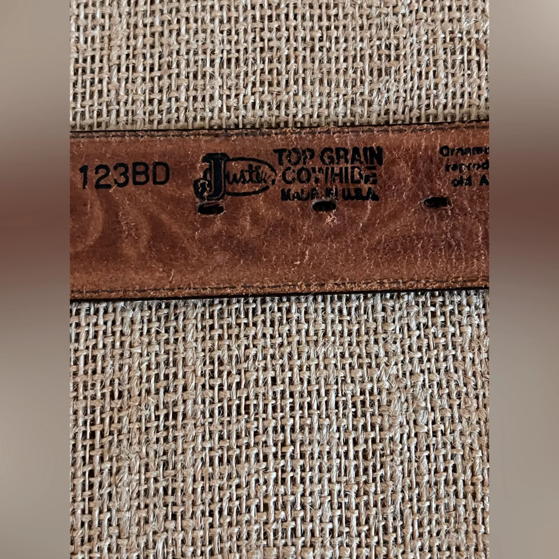 Justin Brown Tooled Cowhide Leather Concho Coin Belt Silver Buckle western 32 in - Image 13