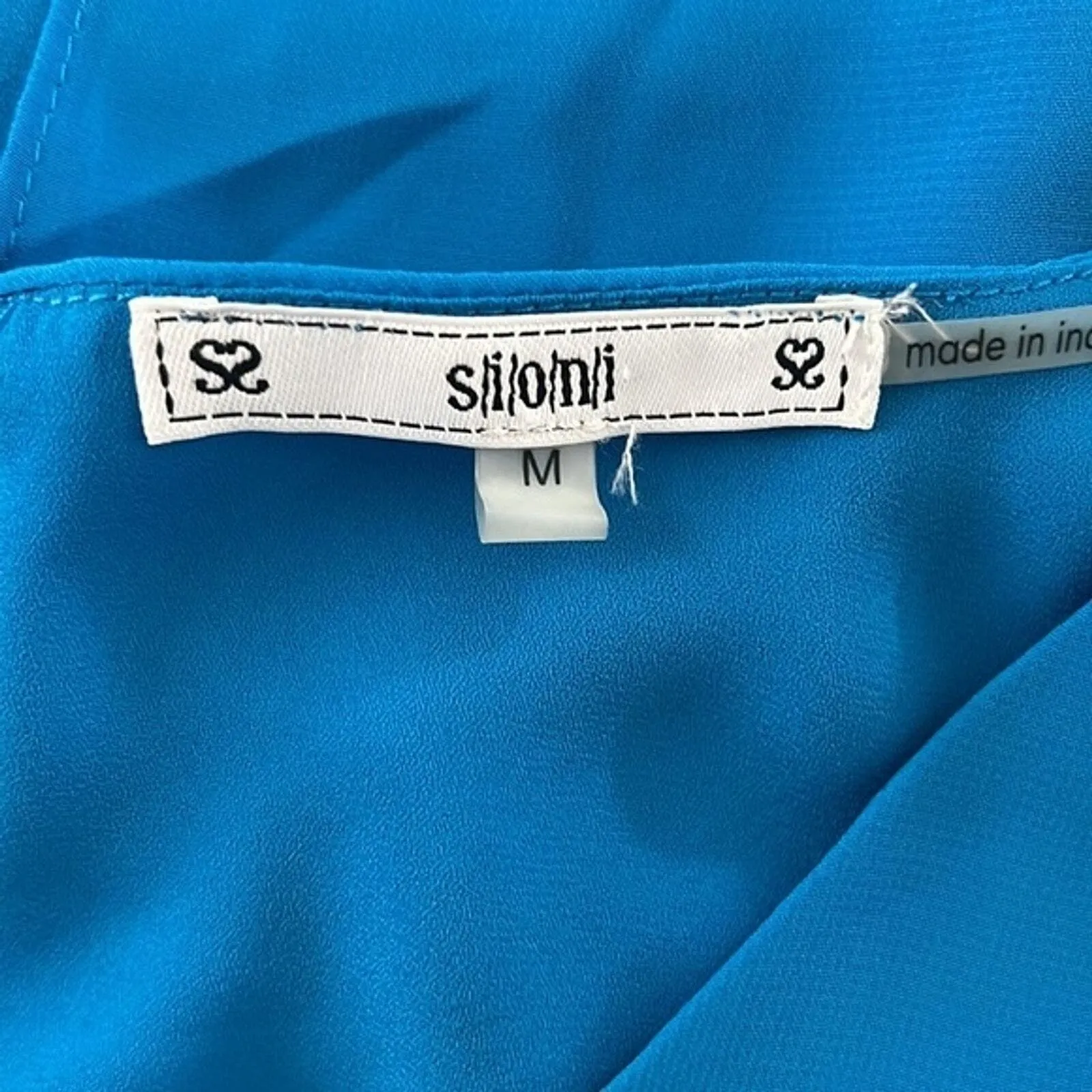 Sioni‎ Shirt Womens Medium Blue Tiered Blouse Layered Chiffon Office Casual - Image 6