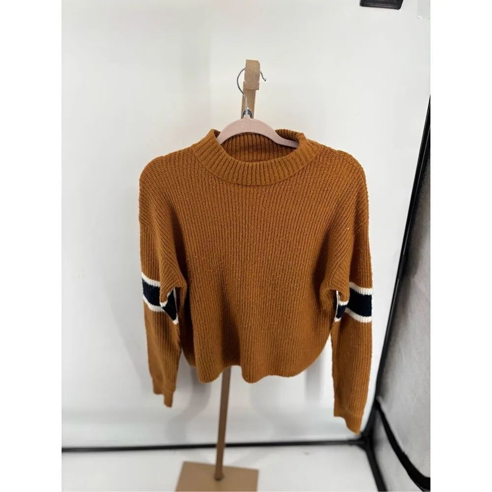 JOHN + JENN Brown White Stripe Knit Crew Neck Pullover Sweater Women’s Size XS - Image 12