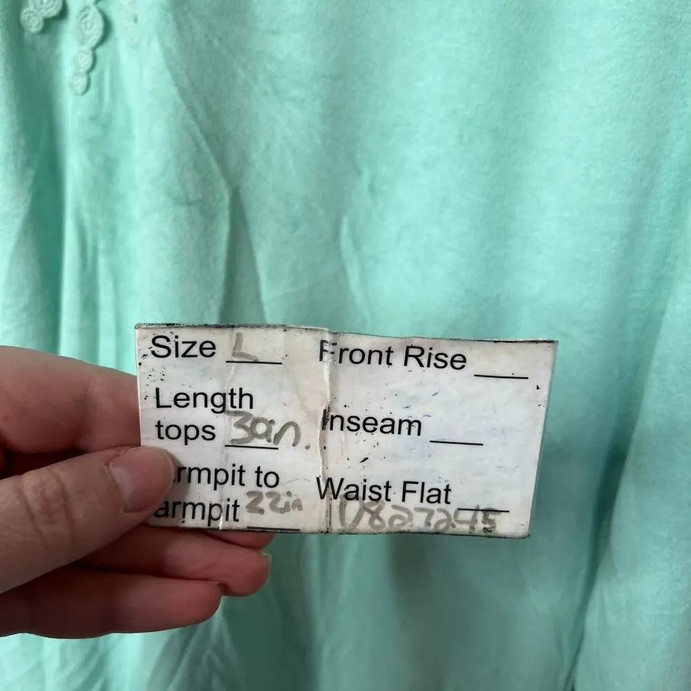 Soft Surroundings Womens Mint Green Crochet Trim Tunic 3/4 Sleeves Size l - Image 13