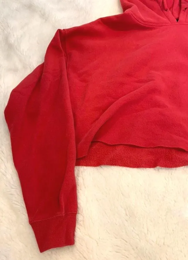 Urban Outfitters Red Cropped Hoodie - Image 2