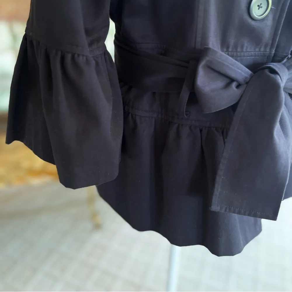 Guess  Jacket M Black Belted Peplum Bell Sleeve Lightweight - Image 5