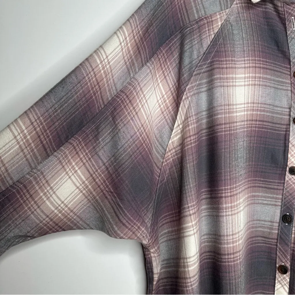 BDG Urban Outfitters NWT Brendan High Low Hem Button Front Flannel Shirt Size XS - Image 7