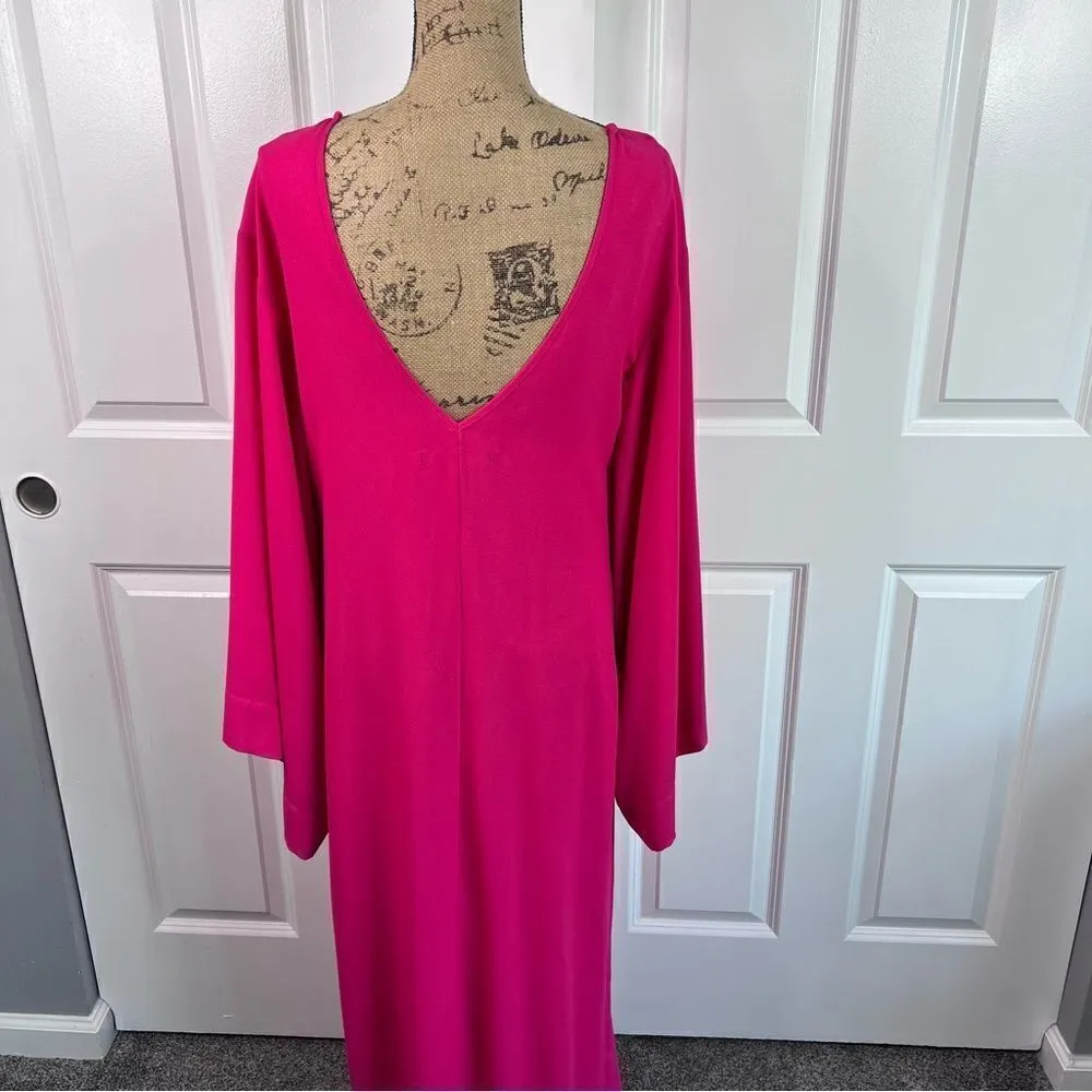Sz 8 Geoffrey Henning (Nordstrom) Pink Open Back Kimono Sleeve Maxi Dress - Image 5