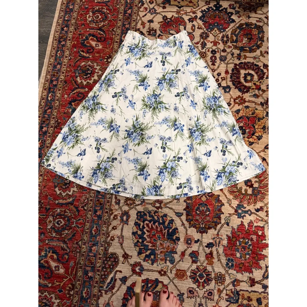 Veronica Beard Floral Cotton Matching Set Ashlynn Top & Arwen Midi Skirt 6 - Image 11