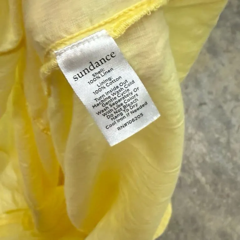 Sundance Women's Yellow La Belle Lune Dress Linen Gauze Boho with Pockets - Image 8