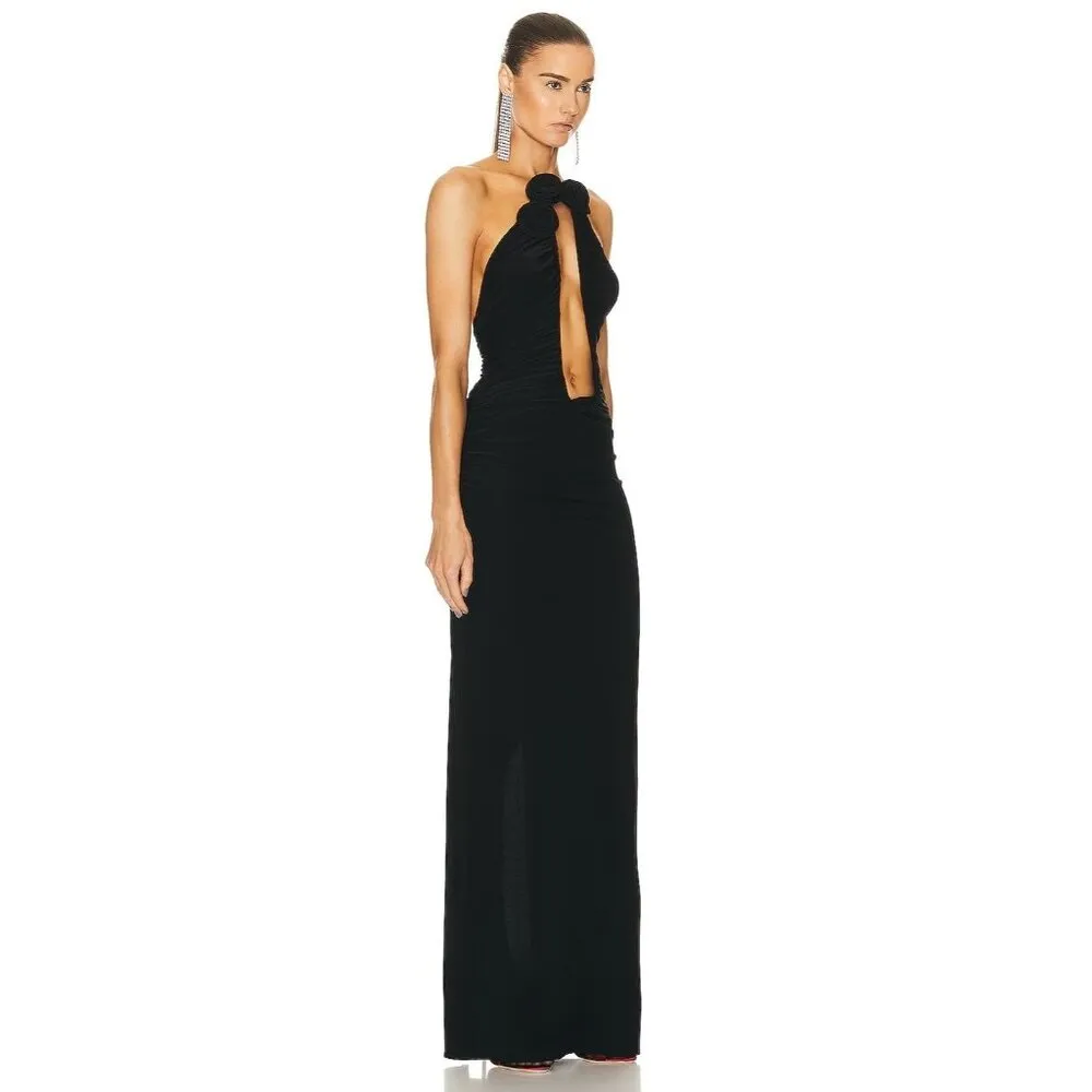 Magda Butrym Plunge Dress in Black 40 New Womens Long Maxi Backless Gown Size undefined - Image 3