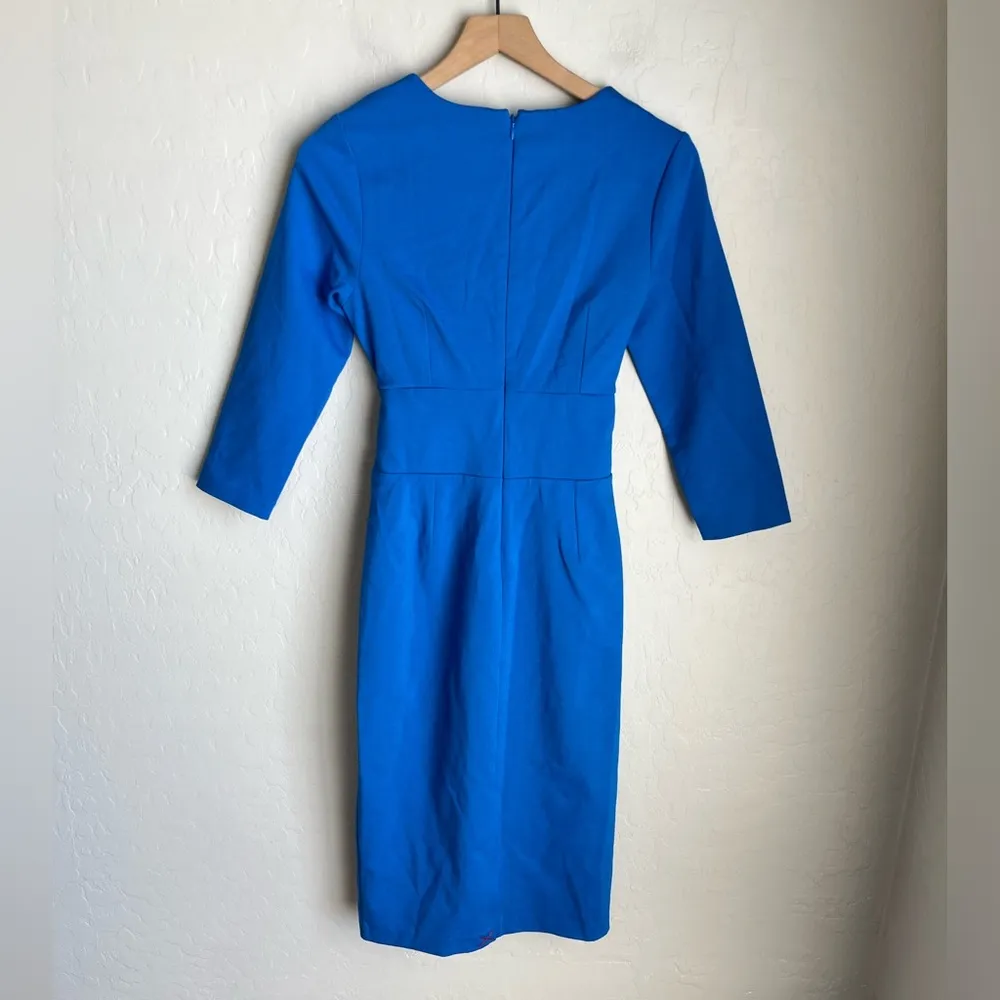 Boden Sophie Ponte Faux Wrap Midi Dress Blue Size Women’s US 6R NEW NWT - Image 4