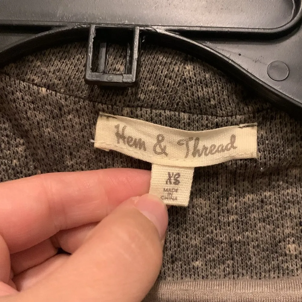 Asymmetrical Hem & Thread Jacket Size XS Zip Blazer Folded Wide Collar - Image 5