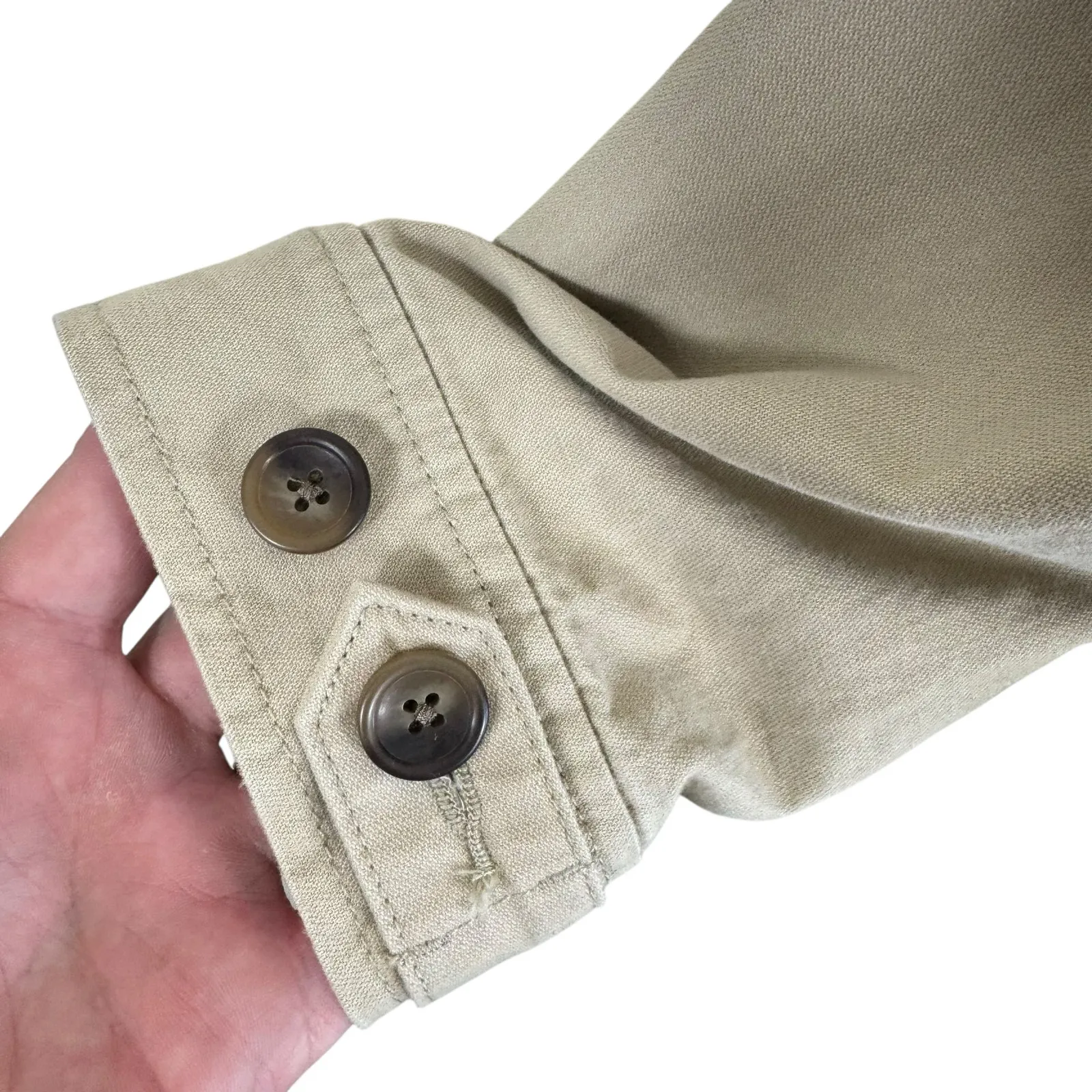 Gap Cotton Tan Lightweight Hidden Button Up Mock Neck Utility Jacket Size XL - Image 6